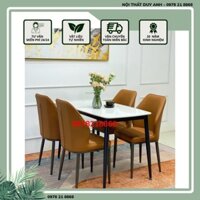 Bàn ăn mặt đá ceramic bóng chân côn kết hợp cùng ghế Keva - Bộ bàn ăn 4 ghế, bộ bàn ăn nhỏ