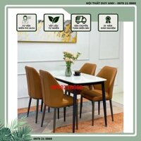 Bàn ăn mặt đá ceramic bóng chân côn kết hợp cùng ghế Keva - Bộ bàn ăn 4 ghế, bộ bàn ăn nhỏ