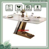 Bàn ăn mặt đá ceramic bóng chân IL kết hợp cùng ghế Kevin - Bộ bàn ăn nhập khẩu cao cấp