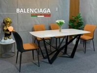 Bàn ăn mặt đá Ceramic chân chữ W Balenciaga C08 - Bàn ăn đá Ceramic - KenSOFA.vn