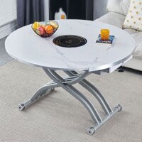 Bàn Ăn Mặt Đá Có Bếp Từ Đa Năng - Bàn Ăn Thông Minh Kết Hợp Bàn Trà Có Mở Rộng Và Nâng Hạ