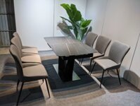 Bàn ăn mặt đá phiến thông minh kéo dài kết hợp ghế Sheraton - Bàn Ăn  8 Ghế