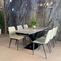 Bàn ăn mặt đá phiến xoay thông minh kéo dài kết hợp ghế Nate - Bộ bàn ăn 4 ghế, 6 ghế, 8 ghế - Bàn ăn  8 ghế
