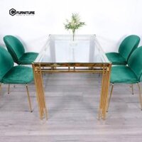 Bàn Ăn Mặt Kính, Khung Inox 201 Mạ Vàng VFBA003 - VIXOffice