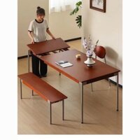 Bàn ăn mở rộng bằng gỗ nguyên khối Bắc Âu cho sử dụng tại nhà, bàn ăn retro hình chữ nhật phong cách Nhật Bản có thể gập