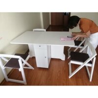 BÀN ĂN NHẬP KHẨU THÔNG MINH  GẤP GỌN– GHẾ DA