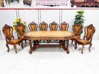 Bàn Ăn Oval Gỗ Cẩm Lai 8 Ghế Hoàng Gia - BA778