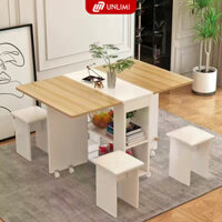 Bàn ăn thông minh gấp gọn tiết kiệm diện tích có bánh xe di động, kèm kệ để đồ đa năng thương hiệu UNLIMI- BATM5