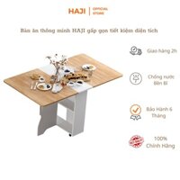 Bàn ăn thông minh HAJI thu gọn tiết kiệm diện tích, Bàn ăn gấp gọn có bánh xe di động tiện lợi màu sắc sang trọng BTM5