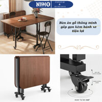 Bàn ăn thông minh NIHO gấp gọn đa năng, khung chân sắt chắc chắn có bánh xe di chuyển, tiết kiệm diện tích 💕FREESHIP💕