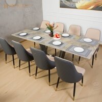 Bàn ăn thông minh nội thất TVP chân inox ghế bọc da TVP-U323S