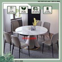 Bàn ăn thông minh tròn xoay mặt đá ceramic bóng kết hợp cùng ghế Zena-  Bộ bàn ăn thông minh cho phòng khách, phòng ăn
