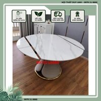 Bàn ăn thông minh tròn xoay mặt đá ceramic bóng kết hợp cùng ghế Zena-  Bộ bàn ăn thông minh cho phòng khách, phòng ăn