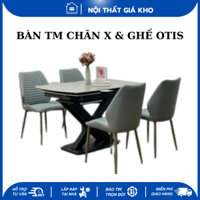 Bàn ăn thông minh xoay kéo dài 1m2-1m8 mặt đá ceramic kết hợp ghế Otis