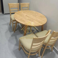Bàn Ăn Tròn 4 Ghế - Nội Thất Gia Đình Nhỏ Gọn, Tiện Lợi - Full gỗ cau su tự nhiên