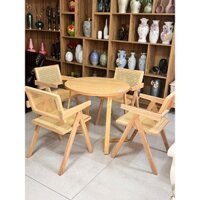 Bàn ăn tròn nhỏ 4 ghế nâu