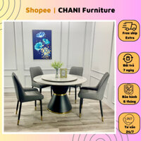 Bàn ăn tròn xoay 2 mặt đá thông minh bàn ăn nhập khẩu cao cấp