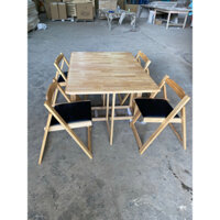 Bàn ăn xếp gọn gỗ cao su 1m2 ,4ghế nệm