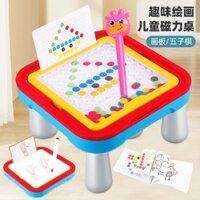 Bàn Bảng Vẽ Xếp Hình Nam Châm 2 Mặt 2in1 Thế Hệ Mới, Đồ Chơi Giáo Dục Xếp Hình Nam Châm, Bảng Vẽ Bút Bi Từ Tính Cho Bé