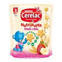 Bán Bánh ăn dặm Nestlé Cerelac Nutripuffs vị chuối dâu (50g)