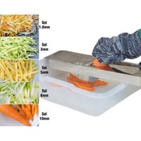 Bàn bào sợi rau củ inox đa năng 5 size sợi, không chân, có đầu móc, có thể thay lưỡi