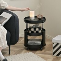 Bàn Bên Có Thể Di Chuyển Phong Cách Kem Quạt Sắt Bàn Tròn Nhỏ Phòng Khách Bàn Cà Phê Mini Bàn Đầu Giường Bàn Ghế Sofa Cạ