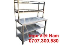 Bàn Bếp Inox 3 Tầng Có Kệ Song Trên BAI-04