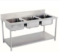 Bàn bếp inox có 3 chậu rửa – gia công theo nhu cầu khách hàng