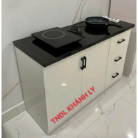 Bàn bếp nhựa 123x80 mặt ốp gạch đa năng gọn nhà bếp sạch sẽ chống nước 2cánh 3ngăn kéo