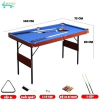 Bàn bi-a bida KT 140x71x80cm 1m4 giá rẻ + chân sắt gập gọn + bi sứ thật 33mm + vải nỉ + gậy gỗ