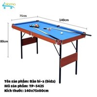 Bàn bi-a bida KT 140x71x80cm 1m4 giá rẻ + chân sắt gập gọn + bi sứ thật 33mm + vải nỉ + gậy gỗ