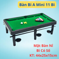 Bàn bi a mini bàn bi a cho bé đồ chơi bàn bida dài 44cm 11 bi mặt bàn nỉ chất liệu siêu bền