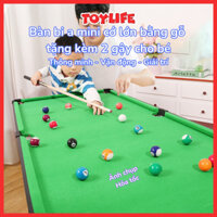 Bàn bi a mini cớ lớn bằng gỗ tằng kèm 2 gậy cho bé bàn bida mini trẻ em đồ chơi bi a to billiard snooker TOYLIFE