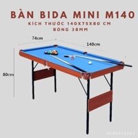 Bàn bida mini 1m4 (1.4m) M140 giá rẻ + chân sắt gập + bi sứ 38mm + vải nỉ + gậy gỗ