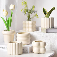 Bán buôn Bắc Âu Lọ Hoa Gốm Phong Cách ins Ánh Sáng Sang Trọng Cao Cấp Đơn Giản Chậu Hoa Lan Cây Xanh Mọng Nước Chậu Hoa