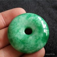 Bán buôn Wanyu Mặt dây chuyền ngọc bích xanh Qing Yang khô Khóa hòa bình Khóa ngọc bích Longsheng khô