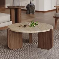 Bàn Cà Phê Terrazzo Hình Tròn, Căn Hộ Nhỏ, Nhà Thiết Kế Khúc Gỗ Hiện Đại, Bàn Cà Phê Phong Cách Wabashi Kích Thước Bắc Â