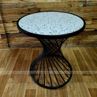 Bàn cafe chân sắt loa kèn mặt gạch men BSK05