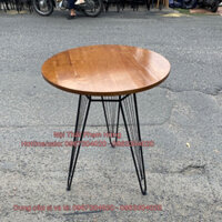 bàn cafe chân sắt mặt gỗ bàn tròn