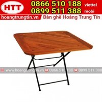 Bàn cafe chân sắt mặt gỗ xếp BCHTT14 - Xưởng Nội thất Hoàng Trung Tín