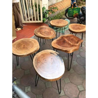 Bàn cafe gỗ xà cừ gỗ nguyên tấm| Bàn trà Decor ban công