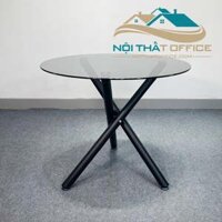 Bàn Cafe Mặt Kính Tròn Chân Sắt Sơn Tĩnh Điện BCF-028