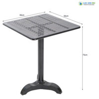 Bàn cafe ngoài trời mặt sắt CNC vuông chân sắt trụ cao đẹp hiện đại LAPX16
