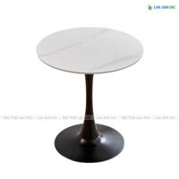 Bàn Cafe Tròn Chân Sắt Mặt Gỗ Giả Đá BDP251