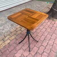 Bàn cafe vuông cao mặt gỗ chân sắt sơn tĩnh điện dùng được ngoài trời LAF14