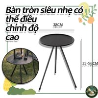 Bàn camping,Bàn Dã Ngoại Tròn Mini Gấp Gọn, bàn tròn gấp gọn có thể điều chỉnh được độ cao có túi đựng dễ dàng mang theo