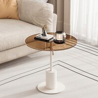 Bàn Cạnh Đơn Giản Hiện Đại Bàn Cà Phê Nhỏ Kính Tròn Sofa Gia Dụng Phòng Khách Căn Hộ Nhỏ Bàn Tròn Mini Sang Trọng Sáng T
