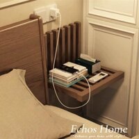 Bàn cạnh giường gấp gắn tường, bàn nổi, bàn treo tường, giá lưu trữ bằng gỗ nguyên khối, bàn cạnh giường ngủ