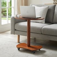 Bàn Cạnh Sofa Gỗ Nguyên Khối Bàn Góc Có Thể Di Chuyển Bàn Cafe Mini Có Ròng Rọc Bàn Phụ Phòng Khách Bàn Vuông Cạnh Giư00