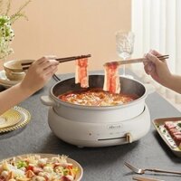 [Bản cao cấp] Nồi lẩu điện đa năng chiên xào chống dính 4L Bear DHG-C40W2 1500W, Nồi điện kèm chảo điện ,khay hấp.